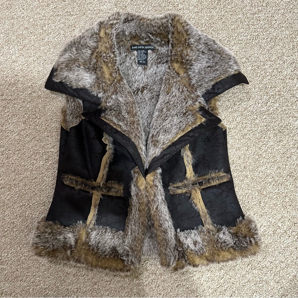 Saks Fifth Avenue Black and Brown Teddy Jacket